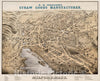 Historical Map, View of Milford, Mass : 1876, Vintage Wall Art