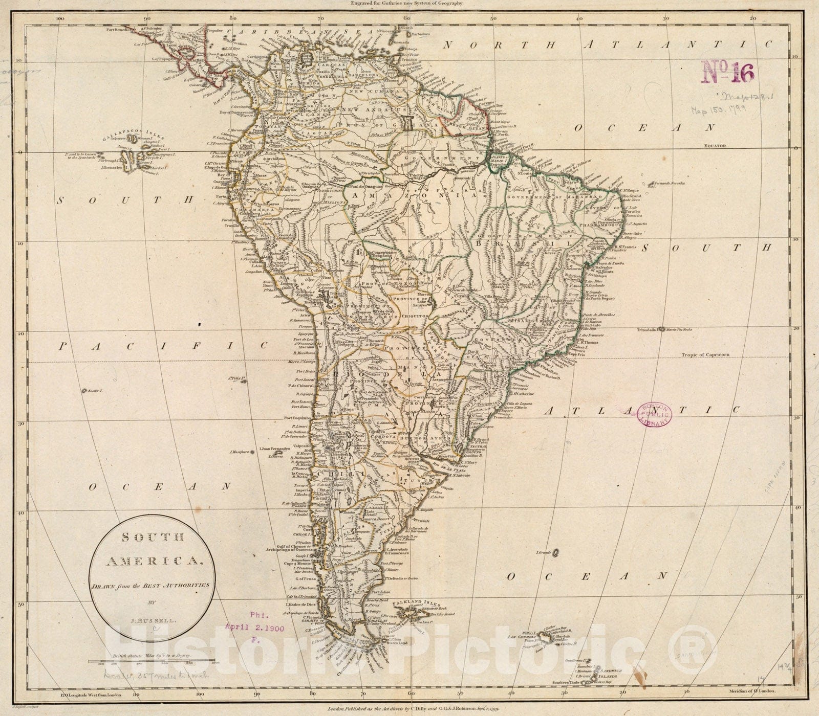 Historical Map, 1799 South America, Vintage Wall Art