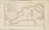 Historical Map, 1781 The Mediterranean Sea, with pof The Atlantic Ocean and Adriatic Sea, with The Islands of Minorca, Majorca, Ivica, Corsica, Sardinia, Vintage Wall Art