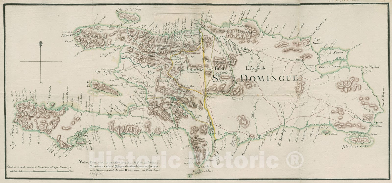 Historical Map, 1772 I. de St. Domingue, Vintage Wall Art