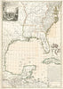 Historical Map, 1782 Suite du Theatre de la Guerre Dans l'Amerique Septentrionale y compris le Golfe du Mexique, Vintage Wall Art