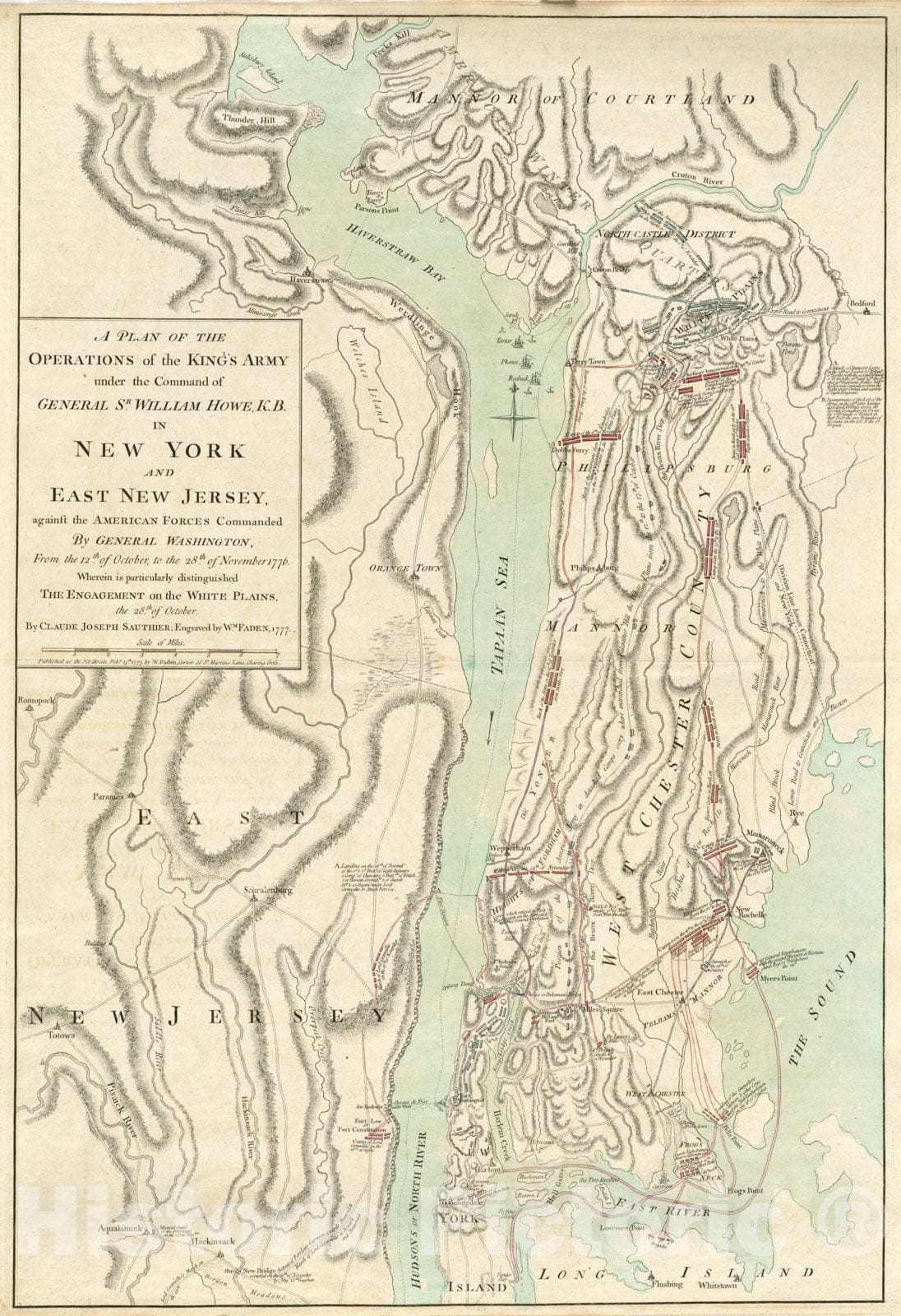Historical Map, A Plan of The Operations of The King's Army Under The Command of General Sr. William Howe, K.B. in New York and East New Jersey, Vintage Wall Art