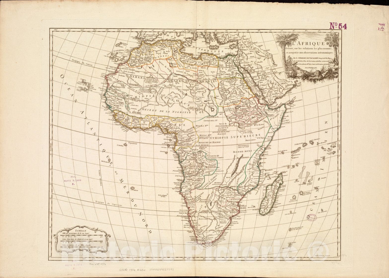 Historical Map, 1757 L'Afrique : dressee, sur les Relations les Plus recentes, et assujettie aux observations astronomiques, Vintage Wall Art