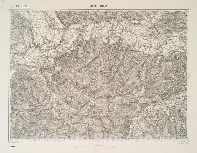 Historic 1910 Map - Maros-Ludas. - Vintage Wall Art – Historic Pictoric