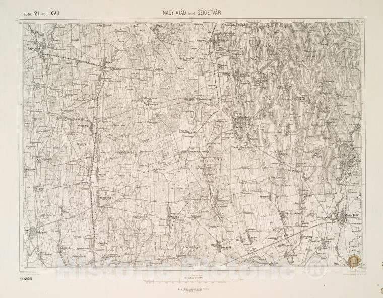Historic 1911 Map - Nagy-Atad Und Szigetvar. - Vintage Wall Art ...