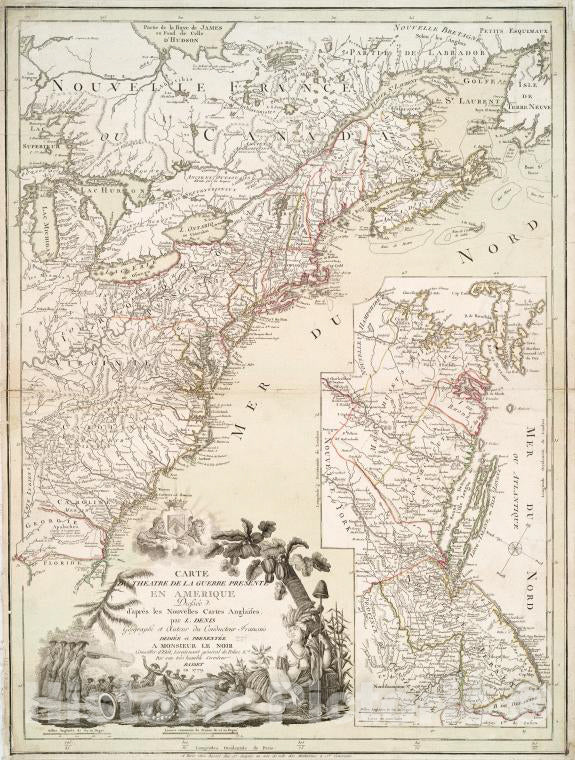 Historic Map - 1779 Carte Du Theatre De La Guerre Presente En Amerique, Revolutionary War 775-1783 - Vintage Wall Art