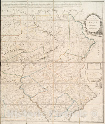 Historic 1 August, 1792 Map - A Map Of The State Of Pennsylvania - Vintage Wall Art