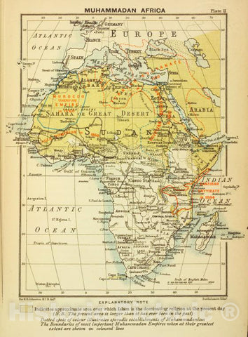 Historic 1899 Map - Muhammadan Africa. - Africa - Vintage Wall Art
