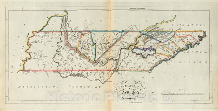 Historic 1814 Map - The State Of Tennessee.- Tennessee - Vintage Wall Art