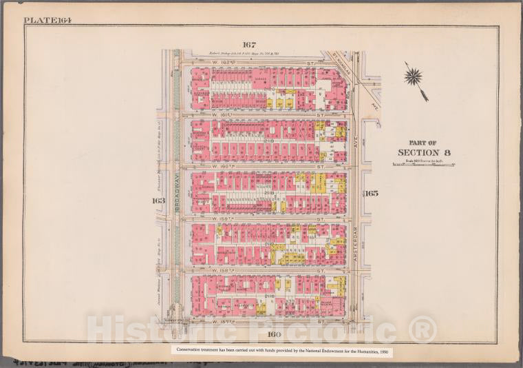 Historic 1916 Map - Plate 164: [Bounded By W. 162Nd Street, Amsterdam Avenue, W. 157 - Vintage Wall Art