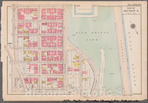 Historic 1916 Map - Plate 169: [Bounded By W. 173Rd Street, Amsterdam Avenue, Edgeco - Vintage Wall Art