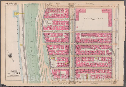 Historic 1916 Map - Plate 126: [Bounded By W. 116Th Street, Amsterdam Avenue, Cathed - Vintage Wall Art