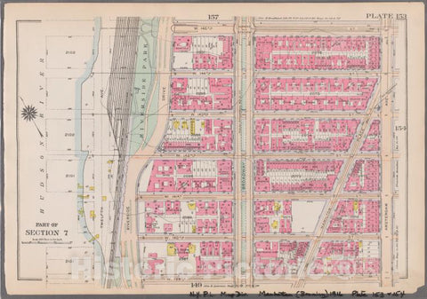 Historic 1916 Map - Plate 153: [Bounded By W. 145Th Street, Amsterdam Avenue, W. 139 - Vintage Wall Art