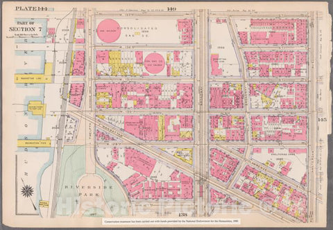Historic 1916 Map - Plate 144: [Bounded By W. 133Rd Street, Amsterdam Avenue, Manhat - Vintage Wall Art