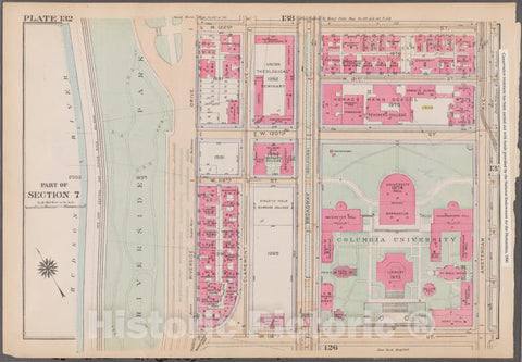 Historic 1916 Map - Plate 132: [Bounded By W. 122Nd Street, Amsterdam Avenue, W. 116 - Vintage Wall Art