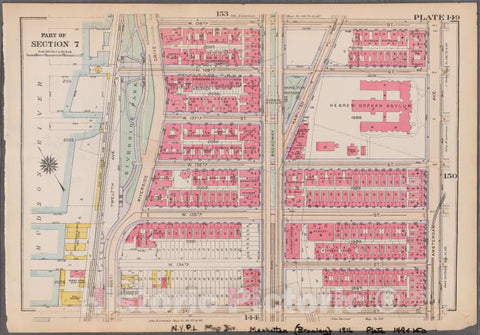Historic 1916 Map - Plate 149: [Bounded By W. 139Th Street, Amsterdam Avenue, W. 133 - Vintage Wall Art