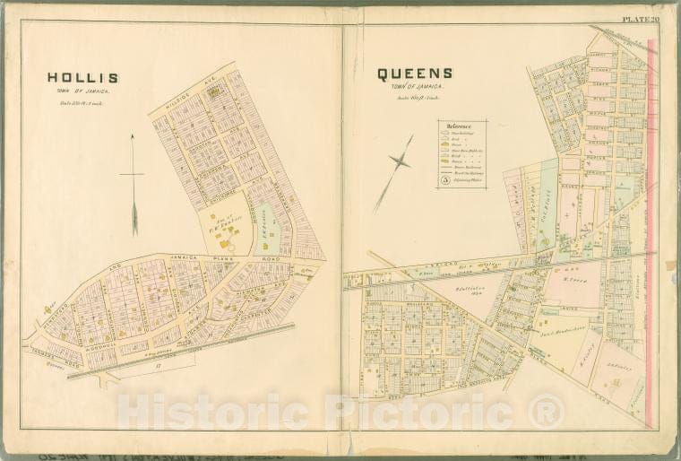 Historic Map - 1891 Queens County, New York (N.Y.), Plate 20: Hollis, Town Of Jamaica. - Queens, Town Of Jamaica. - Vintage Wall Art