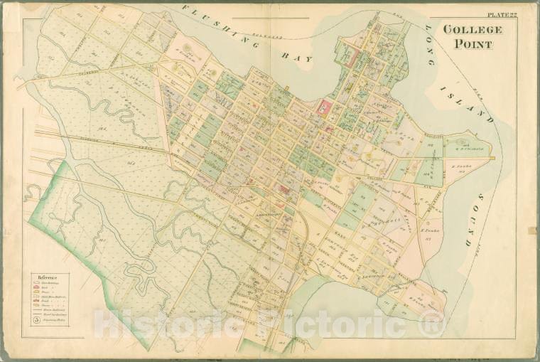 Historic Map - 1891 Queens County, New York (N.Y.), Plate 22: Tenth, Seventh, Tenth, Third, First, First, Sixth, West, G, North, North Twentieth, C, Lawrence - Vintage Wall Art