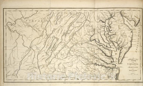 Historic 1794 Map - Map Of Virginia, Maryland And Delaware - United States - Vintage Wall Art