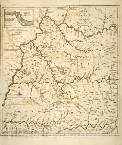Historic 1794 Map - A Map Of Kentucky, Drawn From Actual Observations By John Filson. - United States - Vintage Wall Art