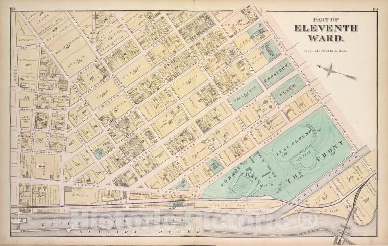 Historic 1872 Map - Part Of Eleventh Ward. - Buffalo (N.Y.Atlas Of The City Of Buffalo, Erie Co, New York - Vintage Wall Art