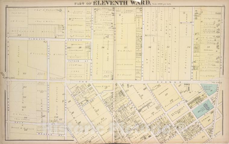 Historic 1872 Map - Part Of Eleventh Ward. - Buffalo (N.Y.Atlas Of The City Of Buffalo, Erie Co, New York - Vintage Wall Art, v2