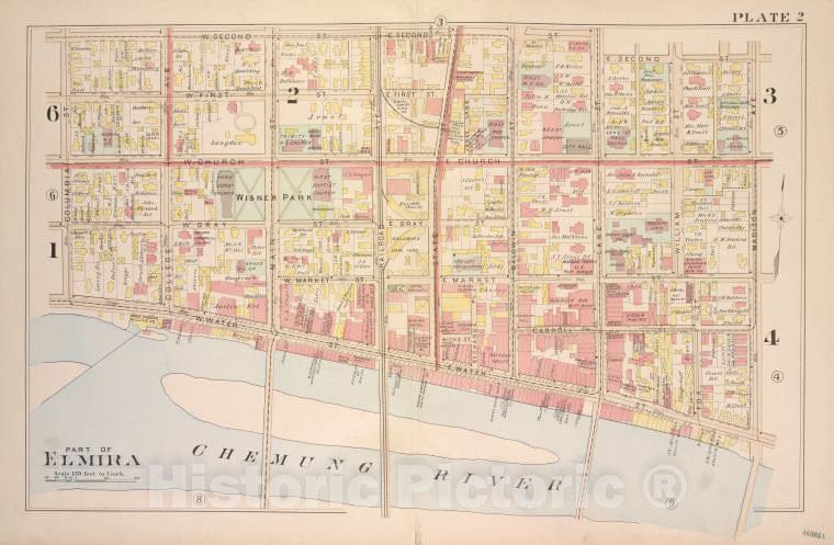 Historic 1896 Map - Part Of Elmira - Elmira (N.Y.Atlas Of The City Of ...