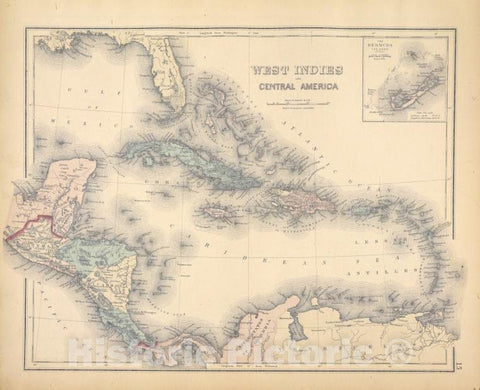 Historic Map - 1876 Dutchess County, New York (N.Y.), West Indies And Central America ; The Bermuda Islands - Vintage Wall Art