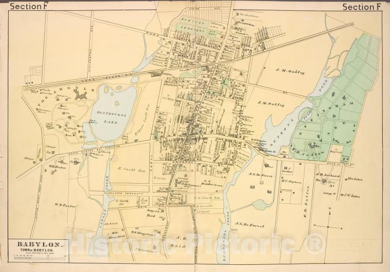 Historic Map - 1888 Suffolk County, New York (N.Y.), Babylon. [Village] - Vintage Wall Art