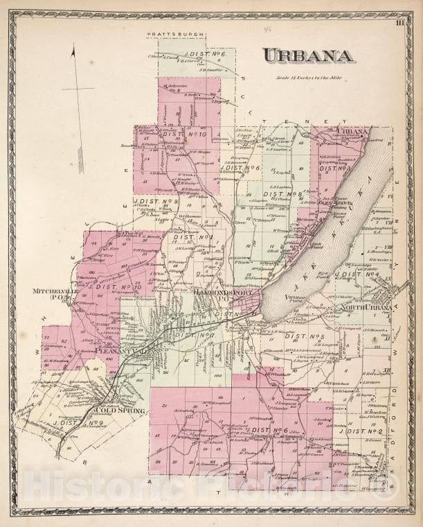 Historic 1873 Map - Urbana [Township] - Vintage Wall Art – Historic ...