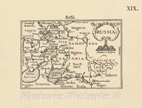 Historic 1899 Map - Karta Rossii Dzhenkinsona Iz Atlasa Izd. B.Langensom V Amsterdame V 1598G. Tekst Str.10 - Russia - Vintage Wall Art