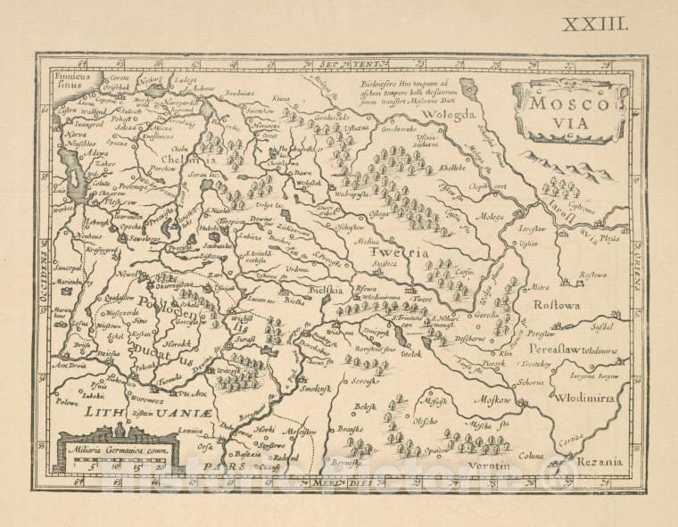 Historic 1899 Map - Karta Moskovii, Izdannaia Iodokom Gondiusom. Str.1 ...