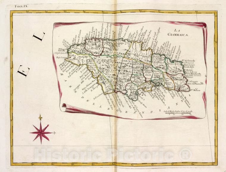 Historic 1778 Map - La Giammaica. - North America - Maps - Early Works To 1800 - Vintage Wall Art