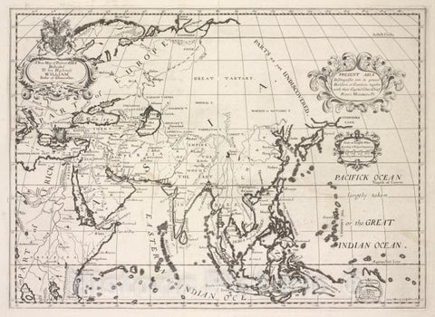 Historic Map - 1700 England, Present Asia Distinguisht Into Its General Divisions Or Countries Together With Their Capital Cities, Chief Rivers, Mountains &C. - Vintage Wall Art