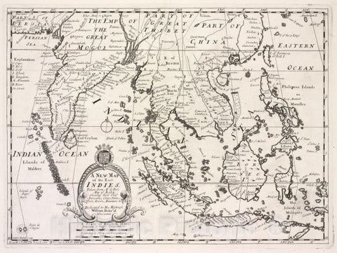Historic Map - 1700 A New Map O East Indies, Taken From Mr. De Fer'S Map Of Asia, Shewing Their Chief Divisions, Cities, Towns, Ports, Rivers, Mountains &C. - Vintage Wall Art