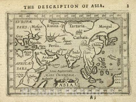 Historic 1603 Map - Asia. - Norway - Asia - Abraham Ortelius His Epitome Of The Theater Of The Worlde. - Vintage Wall Art