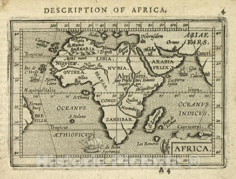 Historic 1603 Map - Africa. - Norway - Africa - Abraham Ortelius His Epitome Of The Theater Of The Worlde. - Vintage Wall Art