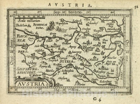 Historic 1603 Map - Austria. - Norway - Austria - Abraham Ortelius His Epitome Of The Theater Of The Worlde. - Vintage Wall Art