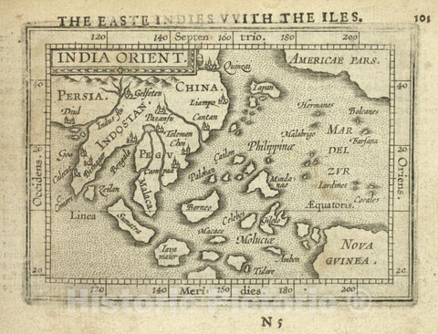 Historic Map - 1603 Asia, Southeastern, India Orient, Abraham Ortelius - Vintage Wall Art
