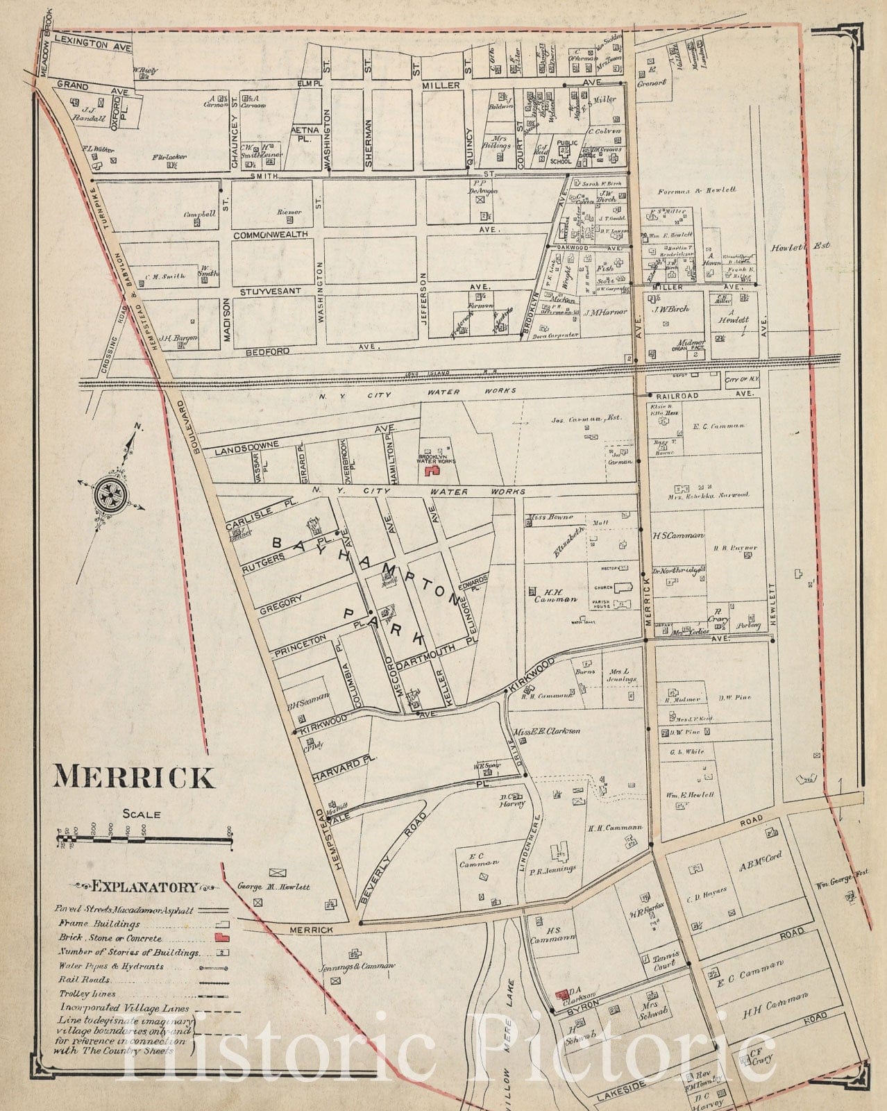 Historic Map - Merrick - Nassau County (N.Y.)- New York (State) - Nassau County - Vintage Wall Art
