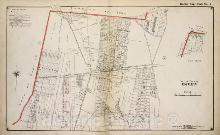 Historic 1915 Map - Part Of Town Of Islip - Suffolk County (N.Y.Atlas ...