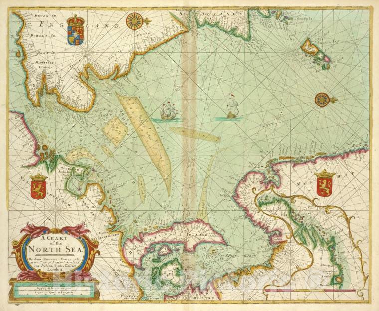 Historic Map - 1702 A Chart Of The North Sea - Vintage Wall Art