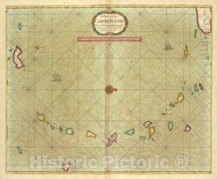 Historic Map - 1702 Leeward Islands (West Indies), A Chart Of The Caribe Ilands - Vintage Wall Art