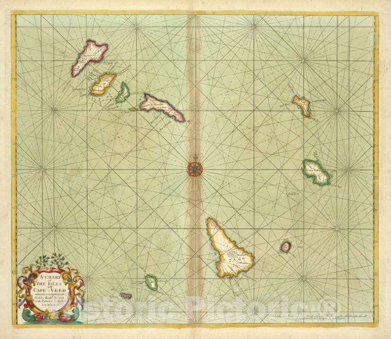 Historic Map - 1702 Cape Verde, A Chart Of The Isles Off Cape-Verd - Vintage Wall Art