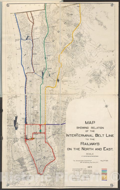 Historic 1909 Map - Map Showing Relation Of The Inter-Terminal Belt Li ...