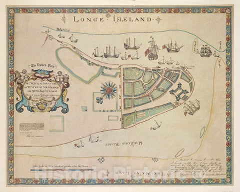 Historic Map - 1664 A Description Of The Towne Of Mannados Or New Amsterdam : As It Was In September 1661 - Vintage Wall Art