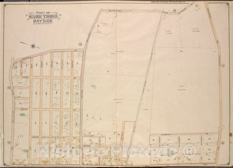 Historic 1908 Updated To 1913 Map - Queens, Vol. 3, Double Page Plate No. 17; Part Of Ward Three Bay - Vintage Wall Art