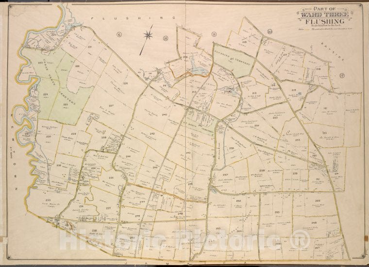 Historic 1908 Updated To 1913 Map - Queens, Vol. 3, Double Page Plate No. 19; Part Of Ward Three Flu - Vintage Wall Art
