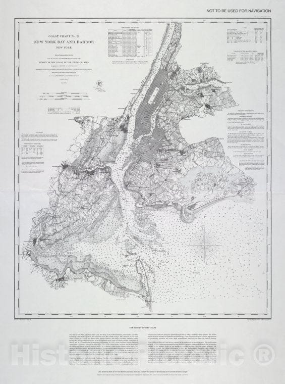 Historic 1874 Map - United States-East Coast, New York-New Jersey, New York Harbor - Vintage Wall Art