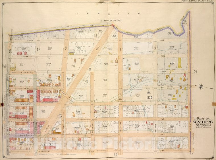 Historic Map - 1905 Brooklyn, (New York, N.Y.),Boundary Line Of The Borough Of Brooklyn Ruby St. And Queens Spring Creek, Dumont Ave; Hemlock St Conduit Ave, Li - Vintage Wall Art